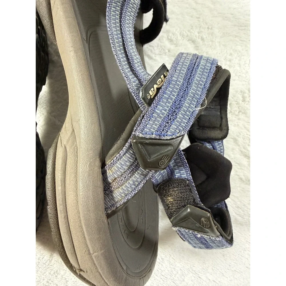 Teva Women's Terra Fi Lite Blue Grey Hiking Sandals Shoc Pad Strappy Outdoor